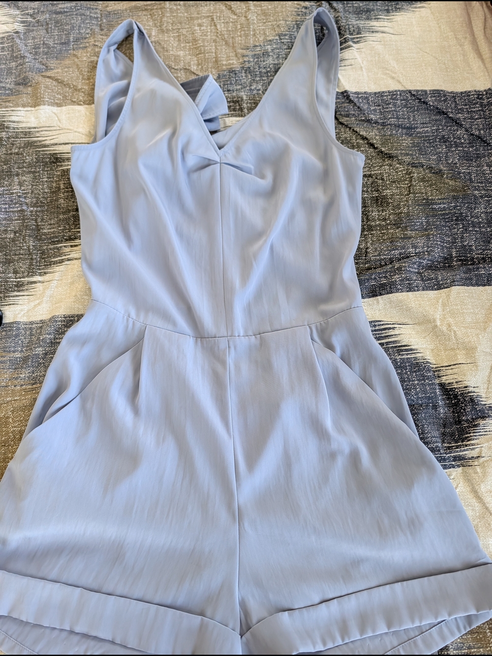 RACHEL Rachel Roy Light Blue V-Neck Sleeveless Romper